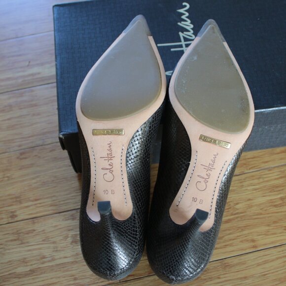 Cole Haan Nike Air Snakeskin Print Leather Classic Pointy Toe Heels Size 10 - Picture 4 of 4
